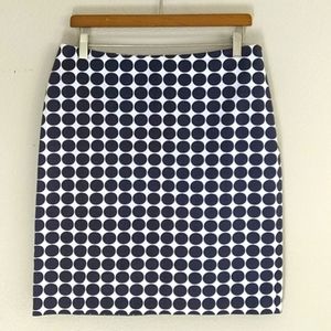 Anne Klein Navy/White Dot Cotton Stretch Skirt